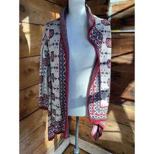 H&M Southwestern Cardigan Women’s S Open Front Asymmetrical Hem